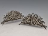 pair of silver plated fan shaped napkin holders