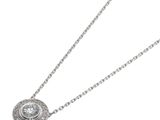 a close up of a diamond necklace on a chain on a white background
