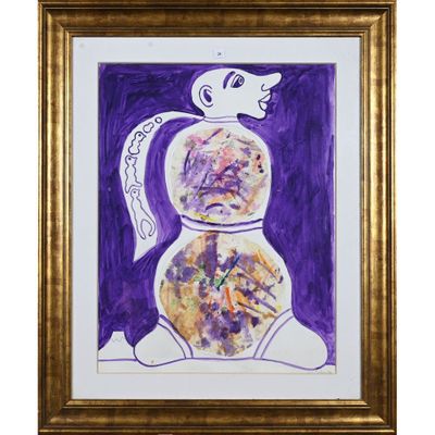 une image représentant un tableau sur lequel figure un vase orné d'un oiseau