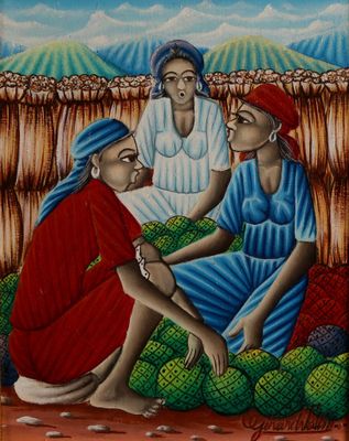 Gérard VALCIN (1925-1988) Trois femmes au marché