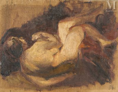 an oil painting of a woman laying down on a blanket
