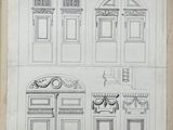 an old drawing of four different types of doors and windows