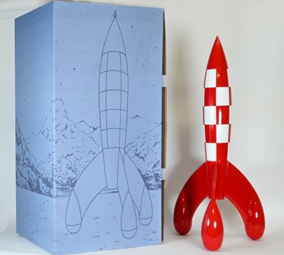 Moulinsart, grande fusée lunaire en résine et métal, modèle de 90cm, a - Photo 1
