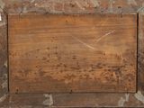 painting of a wooden frame with a brown stain on it