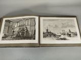 an open book with two pictures of people on a boat in the water