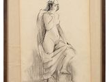l'image d'un dessin représentant une femme assise sur une chaise