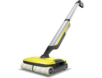 a yellow and black vacuum cleaner on a white background