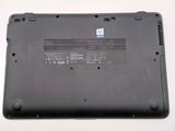 a black laptop with a blue sticker on the back of it