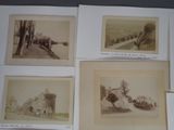 several old black and white photographs of a farm and a house