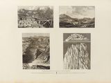 four different pictures of a mountain and a river