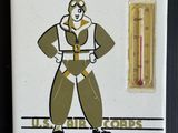 une photo d'un autocollant représentant un homme tenant un thermomètre à la main