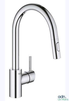 a close up of a faucet on a white background