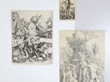 deux dessins représentant un homme et une femme assis sur un lit