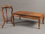 two pieces of furniture sitting on top of a gray surface