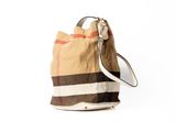 burberl checkered canvas and leather bucket bag