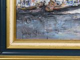 a painting of a couple of boats in the water