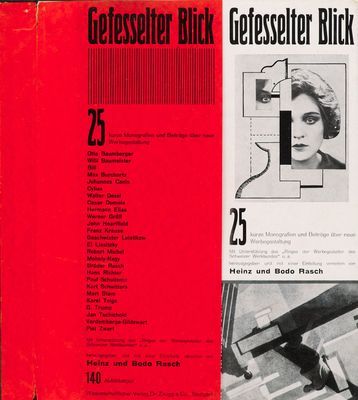 a red book cover with a black and white image of a woman