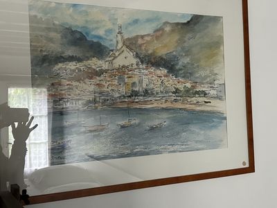 B. DAVY. Village du sud. Aquarelle SBG.