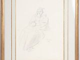 l'image d'un dessin représentant une femme assise sur une chaise
