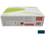 a close up of a box with a green stick in it