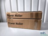 two boxes of power moller sitting on top of a table