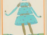 an illustration of a woman in a blue dress with a bird in her hand