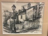un dessin représentant un lampadaire en ville
