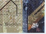 a close up of a poster with a clock on it