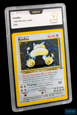 gros plan d'une carte pokemon dans un étui en plastique