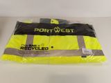 the bag of recycled clothing is wrapped in plastic and ready to be shipped