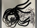 black and white drawing of an octopus with a skull on it ' s back