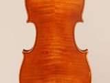an old violin with a wooden back and a long neck