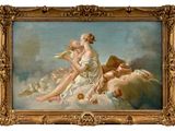 an image of a painting of a woman sitting on a cloud