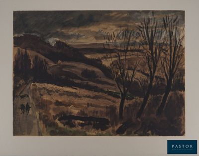 a picture of a painting of a landscape in a frame