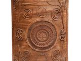 an image of a wicker basket with a decorative design on it