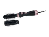 une brosse à cheveux noire et rose et une brosse à cheveux noire et rose