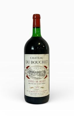 une bouteille de vin « Château du Bouchquett » sur fond blanc