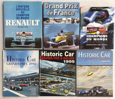 six livres en couverture du Grand Prix de France