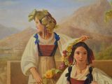 a painting of two women standing next to each other