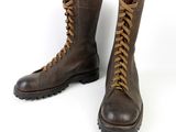 vintage brown leather boots with laces and rubber soles