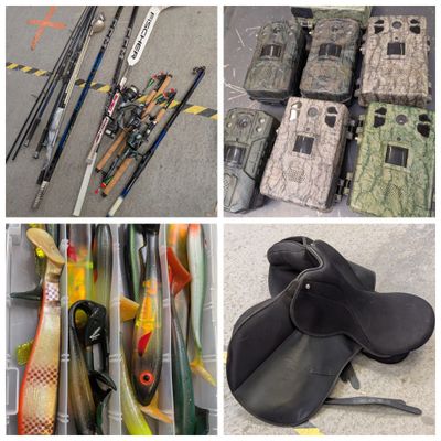 several different pictures of different types of hunting equipment and accessories