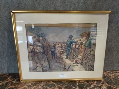 DEYDIER René, « scène de Tranchée », aquarelle sur papier si…