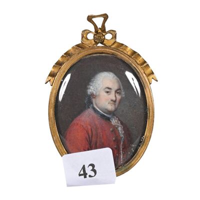 portrait of a gentleman in a red coat with a gold frame
