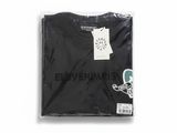 a black t - shirt with a white logo on the front
