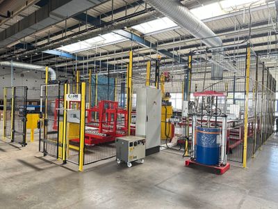 a large room with a lot of machines in it