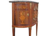 a small cabinet with a marble top on a stand