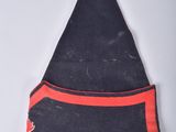 black and red witch hat with orange trim
