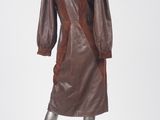an image of a mannequin wearing a brown leather dress