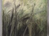 an oil painting of a bird sitting on top of a tree