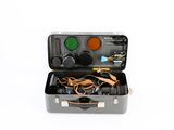 a suitcase with a bunch of things inside of it